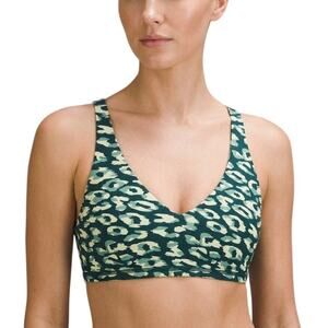 OFFLINE Aerie Goals Plunge Sports Bra Green Mesh Back Support Women Large NWT